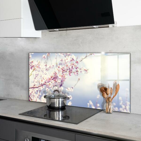 Paneles de vidrio para la cocina Delicadas flores rosadas