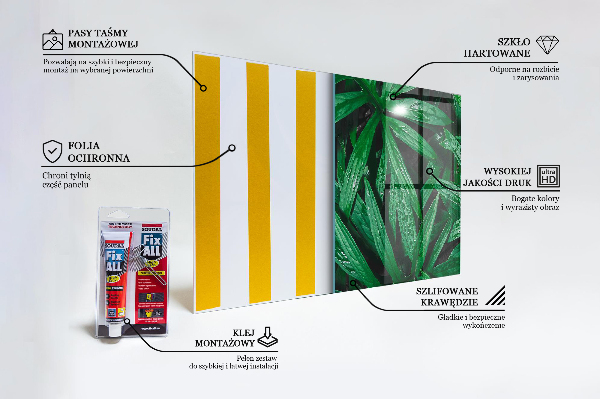 Paneles de vidrio para la cocina Hojas exóticas de la selva