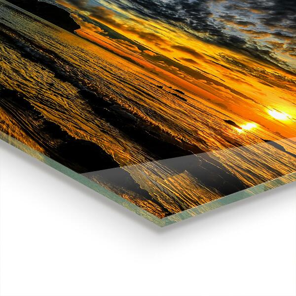 Paneles de vidrio para la cocina Puesta de sol junto al mar