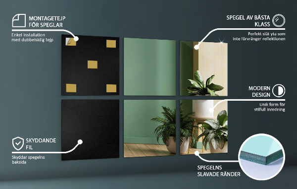 Azulejos espejo 6 ud 16x16 cm