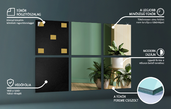 Azulejos espejo 6 ud 16x16 cm