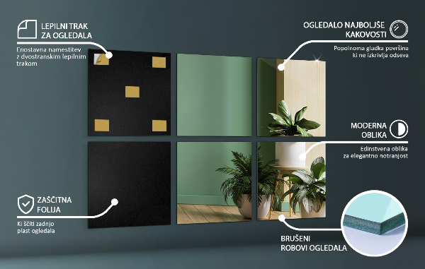 Azulejos de espejo 6 ud 20x20 cm