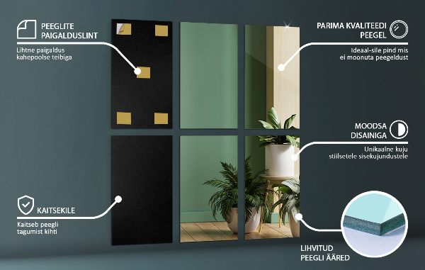 Azulejos tipo espejo 6 ud 30x16 cm