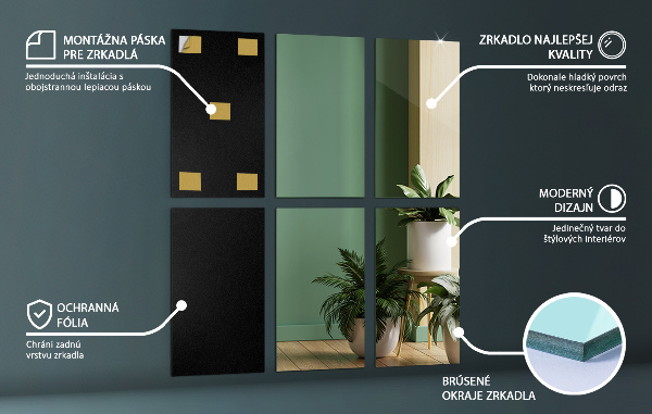 Espejo en azulejos 6 ud 30x20 cm