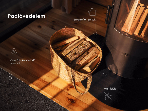 Protector de suelo para estufa de leña de chapa negra 100x100 cm