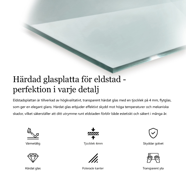 Placa de vidrio para chimenea h40