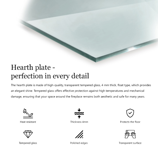 Placa de vidrio para chimenea h40