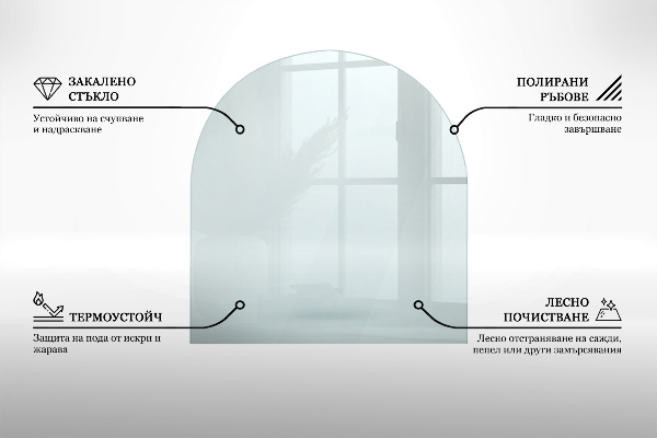 Placa de vidrio para chimenea 100x100 cm