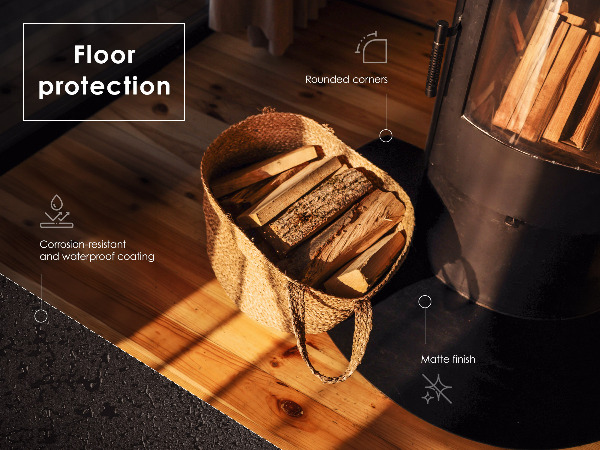 placa protectora de suelo para estufa de chapa negra 80x70 cm