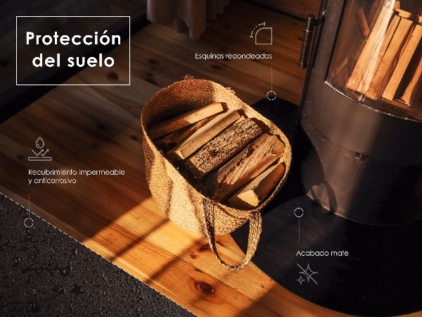 placa protectora de suelo para estufa de chapa negra 80x90 cm