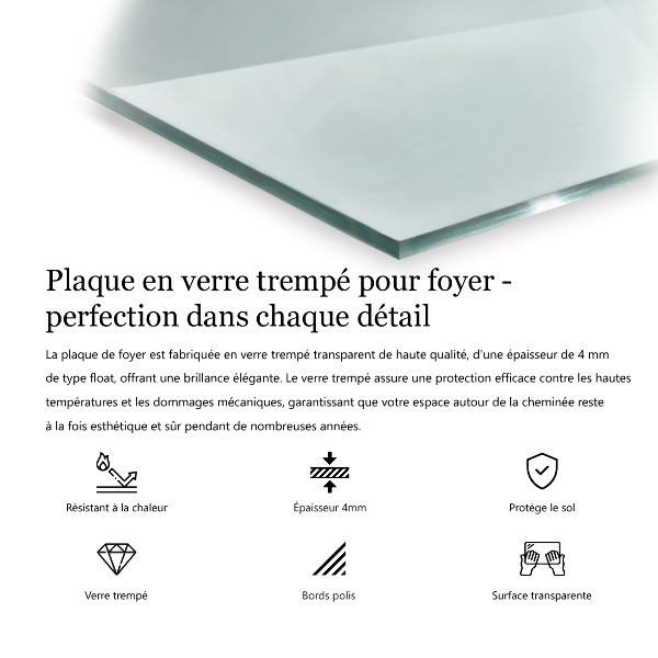 Placa de vidrio para chimenea 100x50 cm