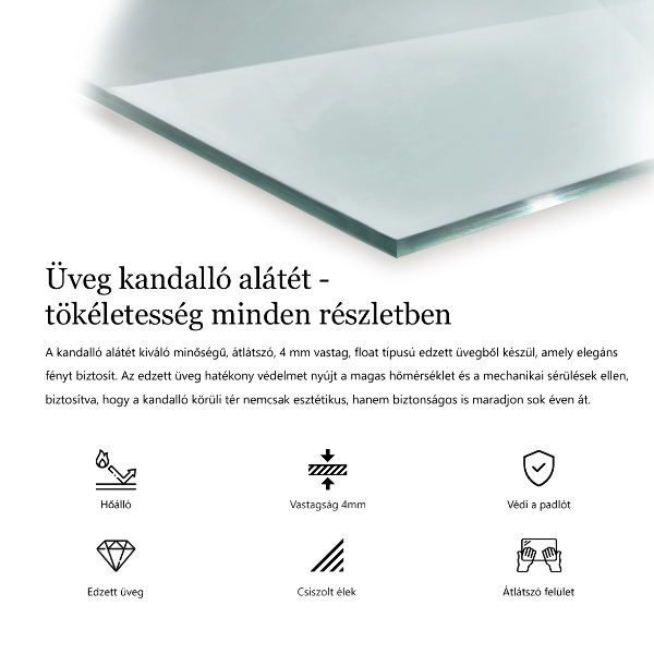 Placa de vidrio para chimenea 100x50 cm