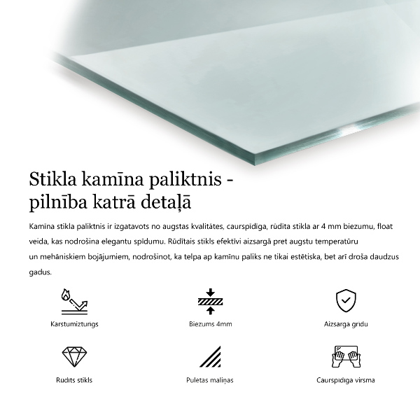 Placa de vidrio para chimenea 125x50 cm