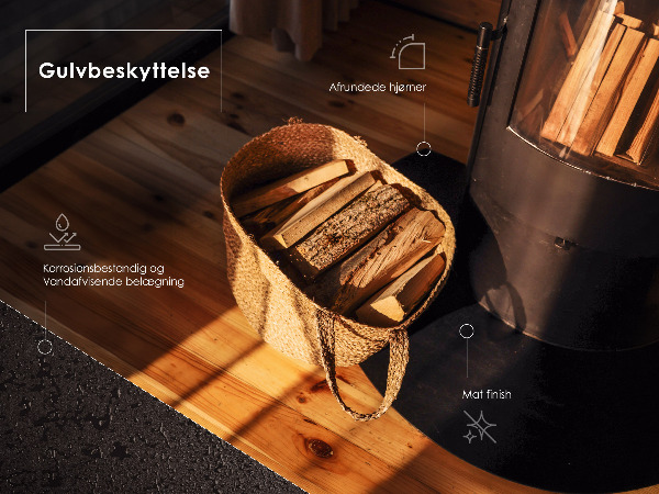 Protector de suelo para estufa de leña de chapa negra 100x80 cm