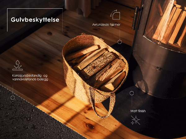 Protector de suelo para estufa de leña de chapa negra 100x80 cm