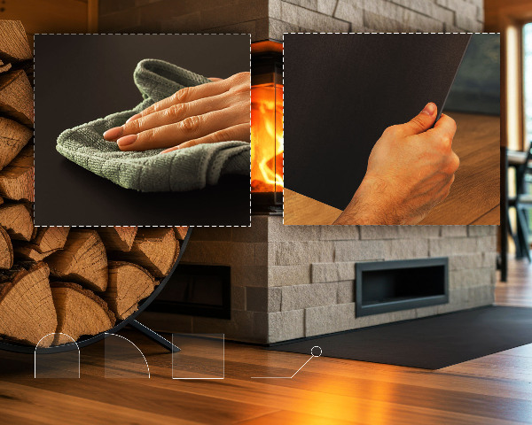 Protector de suelo para estufa de leña de chapa negra 100x80 cm