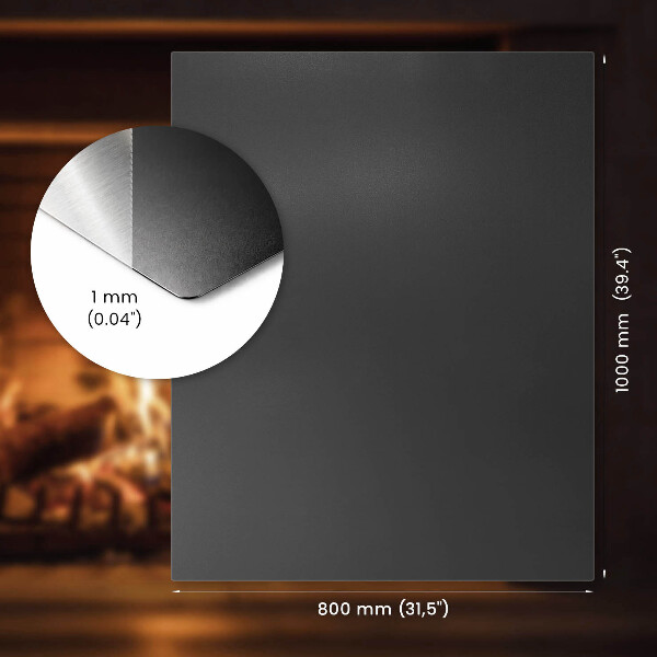 Protector de suelo para estufa de leña de chapa negra 100x80 cm