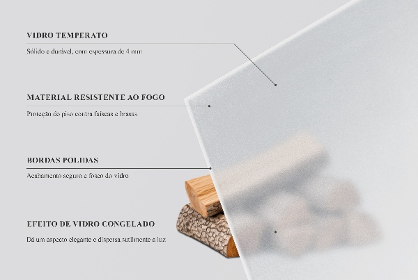 Placa de vidrio para chimenea semitransparente 100x50 cm