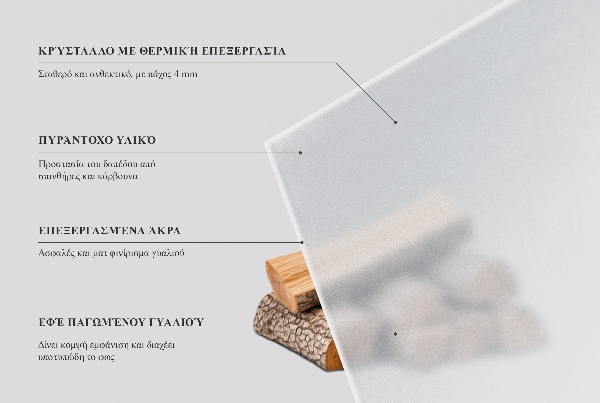 Placa de vidrio para chimenea semitransparente 80x60 cm