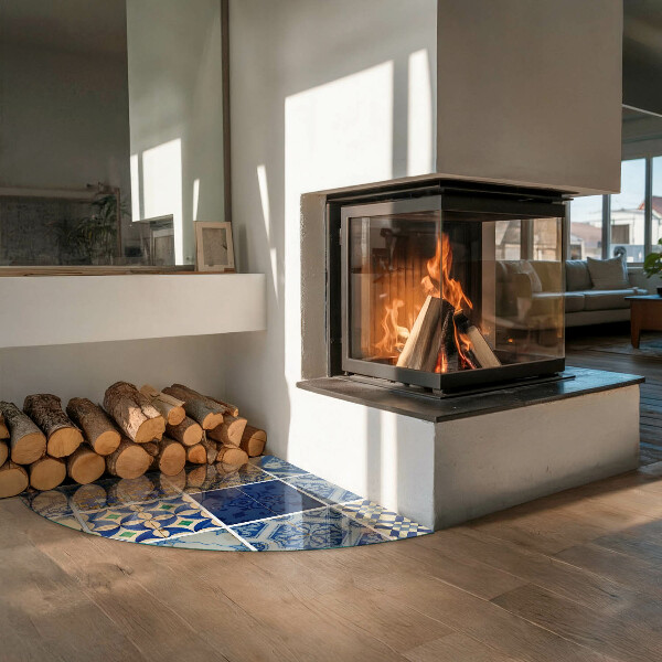 Cuarto de círculo protector de suelo para estufa Patrones de baldosas cerámicas