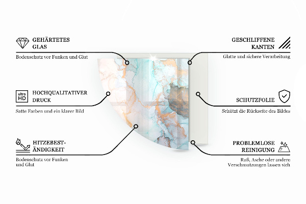 Cuarto de círculo protector de suelo para estufa Tableros en diferentes tonos