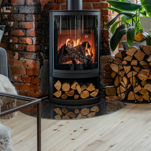 Cuarto de círculo placa protección suelo estufa Textura de la superficie de la piedra