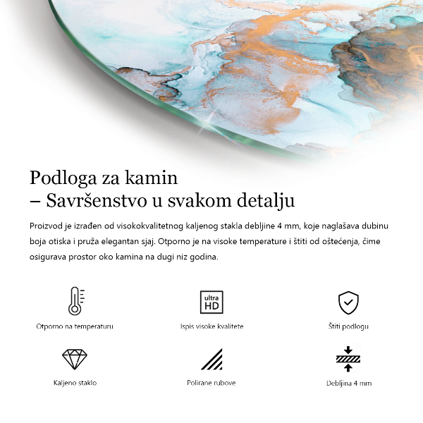 Cuarto de círculo protector suelo para estufa de leña Textura de la superficie de la piedra