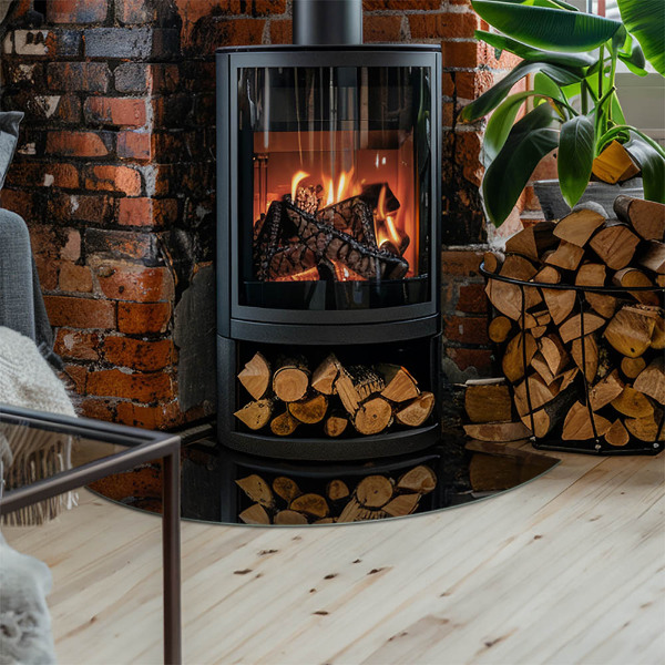 Cuarto de círculo placa protección suelo estufa Color negro