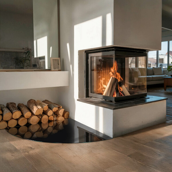 Cuarto de círculo placa protección suelo estufa Color negro