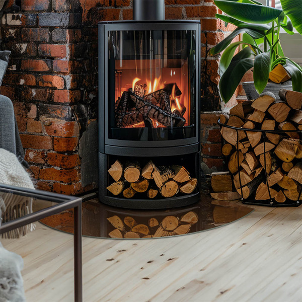 Cuarto de círculo placa protección suelo estufa Color marrón