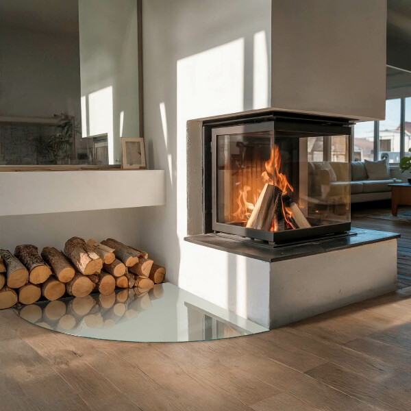 Cuarto de círculo protector suelo para estufa de leña Color Gris-verde