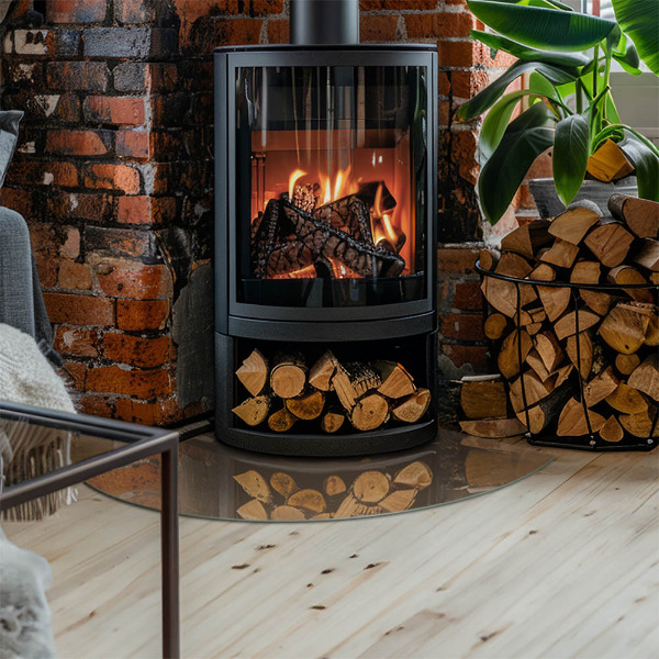 Cuarto de círculo protector suelo para estufa de leña Color marrón