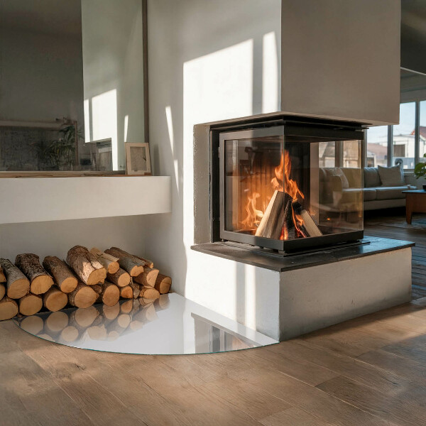 Cuarto de círculo protector suelo para estufa de leña Color gris