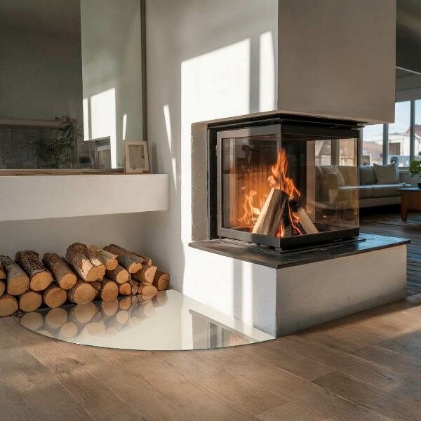 Cuarto de círculo protector de suelo para estufa Color beige