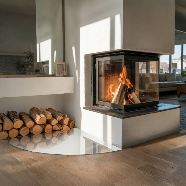 Cuarto de círculo placa protección suelo estufa Color gris