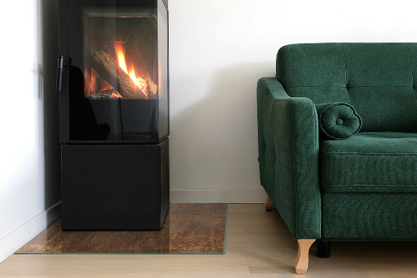 Cuadrada placa protección suelo estufa Textura de óxido en el metal