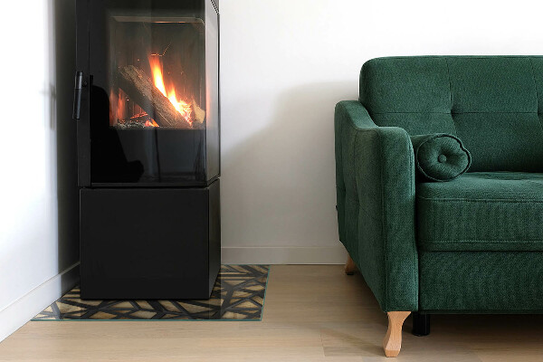 Cuadrada protector suelo para estufa de leña Geometría con madera