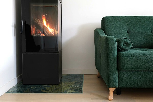 Cuadrada protector suelo para estufa de leña Motivos vegetales con mariposas