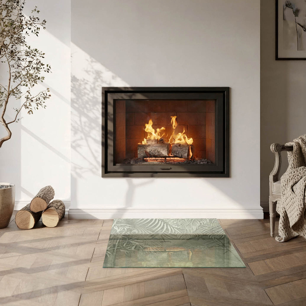 Cuadrada protector de suelo para estufa Hojas tropicales al fondo