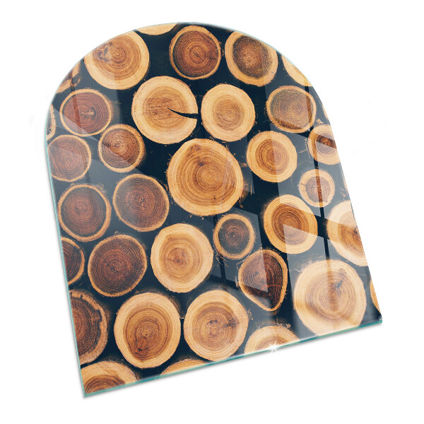 Lápida placa de vidrio para chimenea Caja con madera cortada