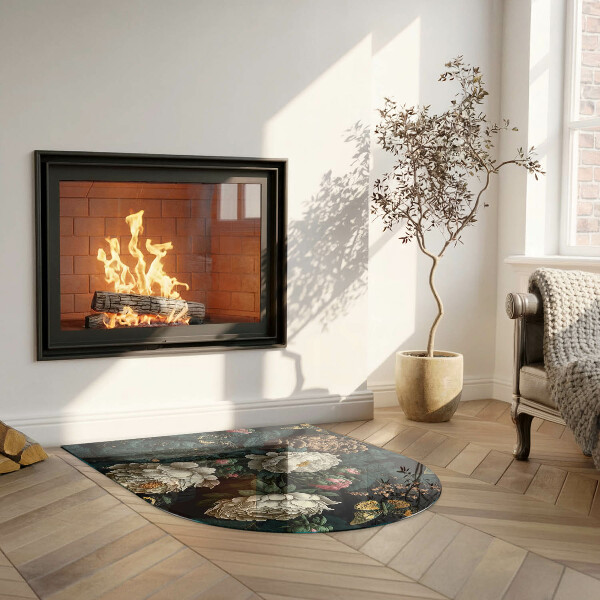 Lápida placa protectora suelo estufa Patrón floral con mariposas