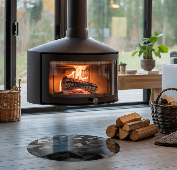 Redonda placa de protección para estufa geometría tridimensional