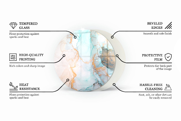 Redonda placa de vidrio para chimenea Patrones de mosaico en azulejos