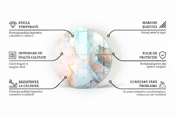 Redonda placa de vidrio para chimenea Textura de la superficie de la piedra