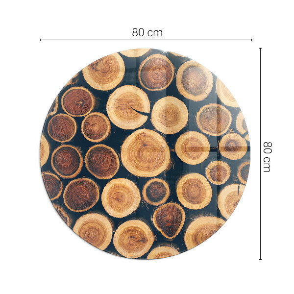 Redonda placa de vidrio para chimenea Caja con madera cortada