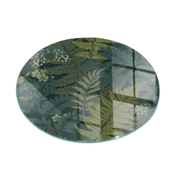 Redonda placa de vidrio para chimenea Motivos vegetales con mariposas