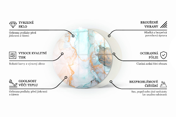 Redonda placa de vidrio para chimenea Motivos vegetales con mariposas