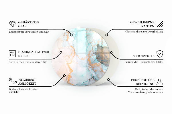 Redonda placa de vidrio para chimenea Motivos vegetales con mariposas