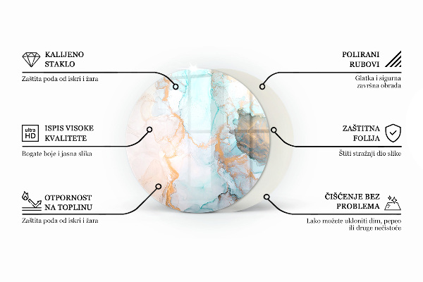 Redonda placa de vidrio para chimenea Motivos vegetales con mariposas