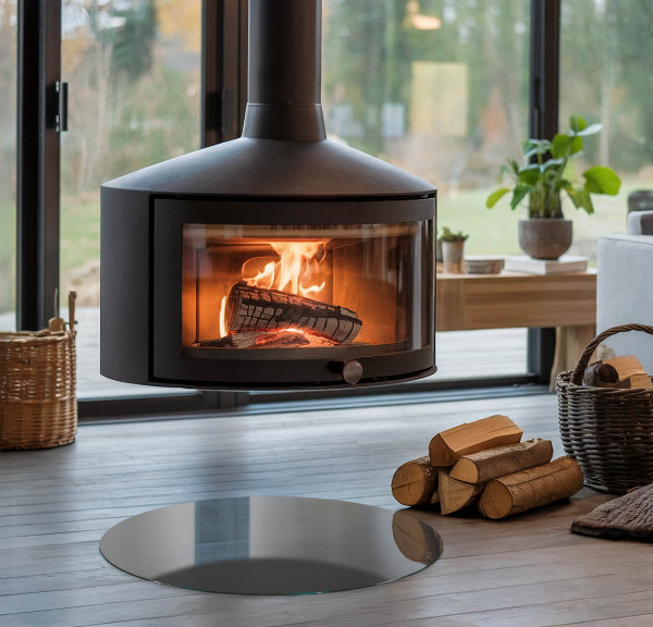 Redonda placa protectora suelo estufa Color Gris-marrón